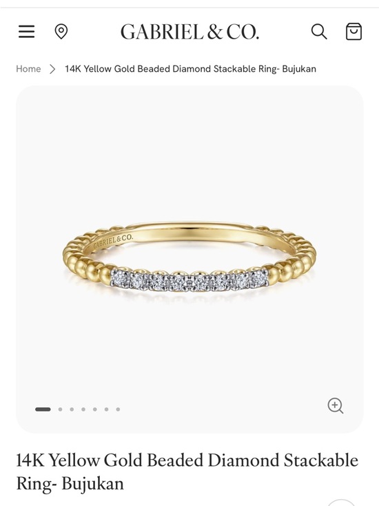 Gabriel & Co. Jewelry - Gabriel & Co. 14K Yellow Gold Beaded Diamond Stackable Ring | Size 6.5